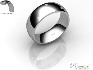 Men's Diamond Scatter 9ct. White Gold 7mm. Court Wedding Ring-9WG10D-7CXG