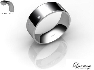 Men's Diamond Scatter 9ct. White Gold 7mm. Flat-Court Wedding Ring-9WG10D-7FCHG