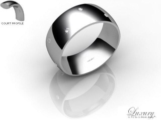 Men's Diamond Scatter 9ct. White Gold 8mm. Court Wedding Ring-9WG10D-8CHG