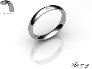 Men's Single Diamond 9ct. White Gold 3mm. Court Wedding Ring-9WG1XPD-3CHG