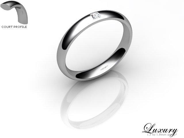Men's Single Diamond 9ct. White Gold 3mm. Court Wedding Ring