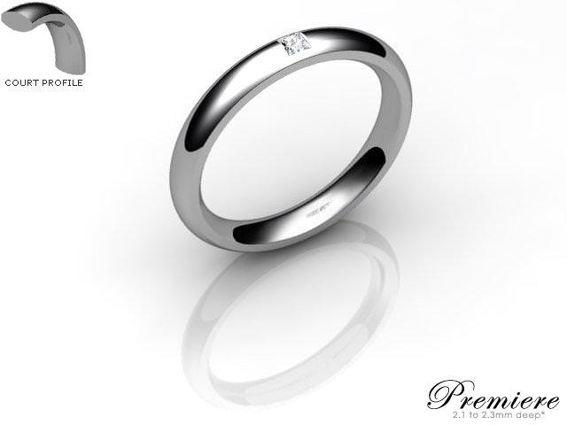 Women's Single Diamond 9ct. White Gold 3mm. Court Wedding Ring