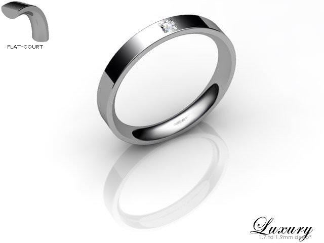 Women's Single Diamond 9ct. White Gold 3mm. Flat-Court Wedding Ring