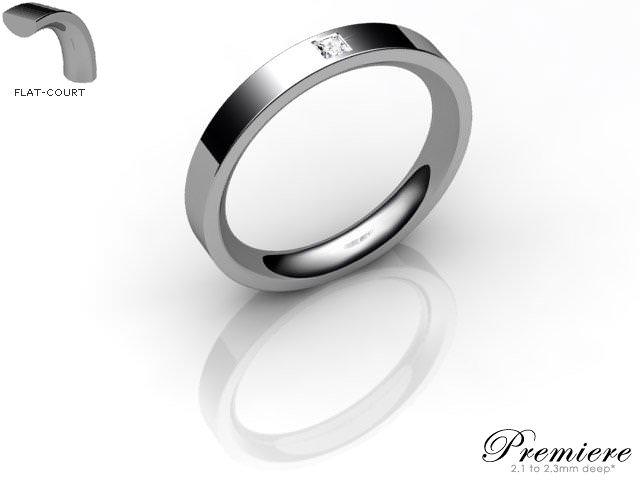 Men's Single Diamond 9ct. White Gold 3mm. Flat-Court Wedding Ring