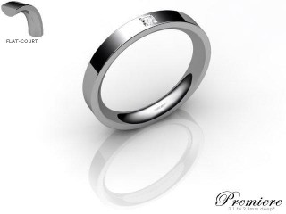 Women's Single Diamond 9ct. White Gold 3mm. Flat-Court Wedding Ring-9WG1XPD-3FCXL