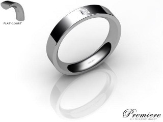 Men's Single Diamond 9ct. White Gold 4mm. Flat-Court Wedding Ring-9WG1XPD-4FCXG