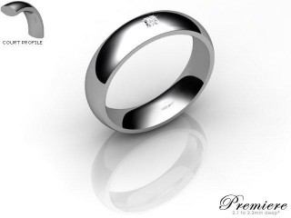 Men's Single Diamond 9ct. White Gold 5mm. Court Wedding Ring-9WG1XPD-5CXG