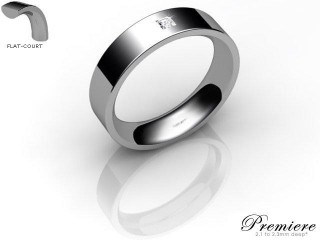 Men's Single Diamond 9ct. White Gold 5mm. Flat-Court Wedding Ring-9WG1XPD-5FCXG