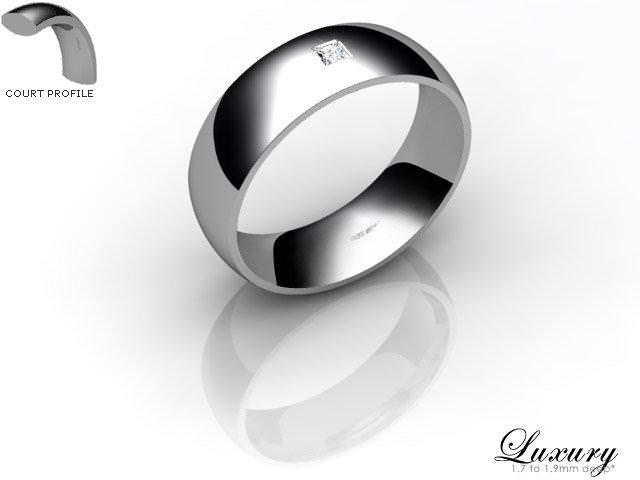 Men's Single Diamond 9ct. White Gold 6mm. Court Wedding Ring