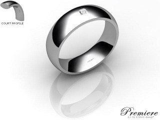 Men's Single Diamond 9ct. White Gold 6mm. Court Wedding Ring-9WG1XPD-6CXG