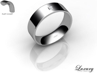 Men's Single Diamond 9ct. White Gold 6mm. Flat-Court Wedding Ring-9WG1XPD-6FCHG