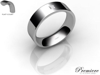 Men's Single Diamond 9ct. White Gold 6mm. Flat-Court Wedding Ring-9WG1XPD-6FCXG