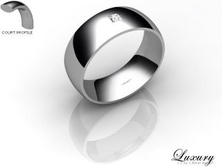 Men's Single Diamond 9ct. White Gold 7mm. Court Wedding Ring-9WG1XPD-7CHG