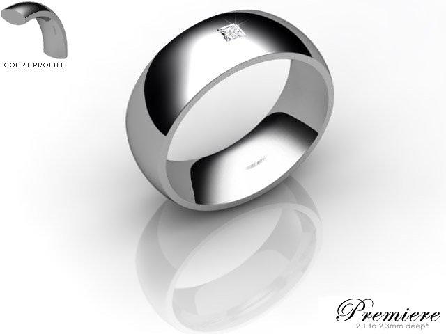 Men's Single Diamond 9ct. White Gold 7mm. Court Wedding Ring