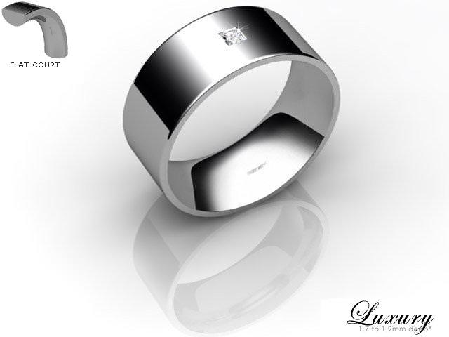 Men's Single Diamond 9ct. White Gold 8mm. Flat-Court Wedding Ring