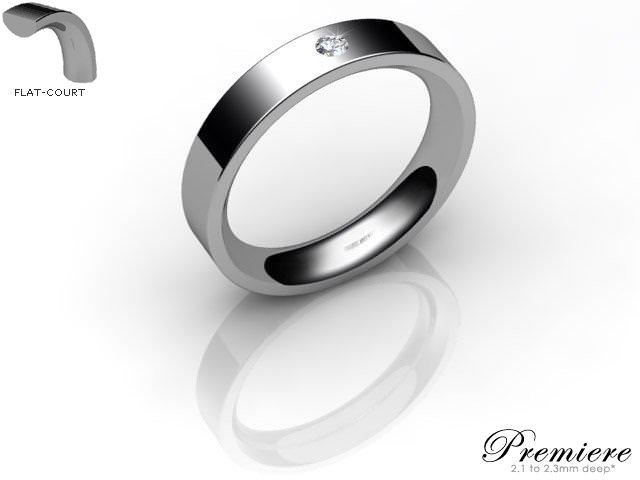 Women's Single Diamond 9ct. White Gold 4mm. Flat-Court Wedding Ring