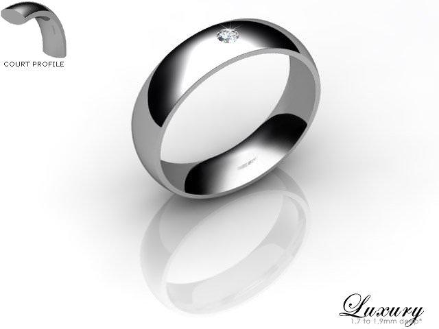 Women's Single Diamond 9ct. White Gold 5mm. Court Wedding Ring