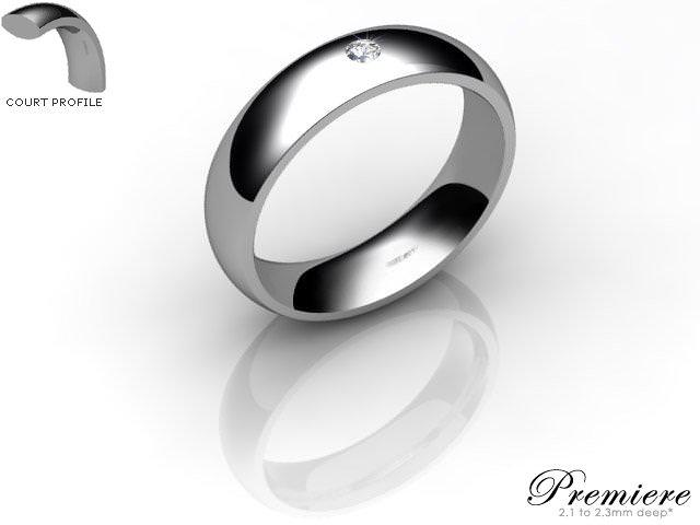 Men's Single Diamond 9ct. White Gold 5mm. Court Wedding Ring