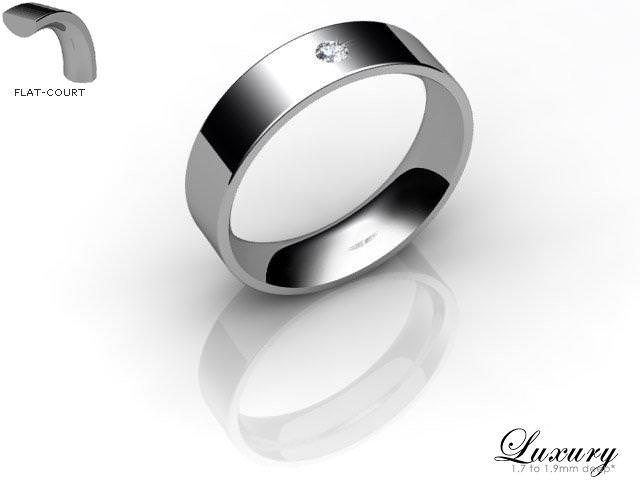 Women's Single Diamond 9ct. White Gold 5mm. Flat-Court Wedding Ring