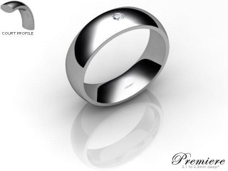 Men's Single Diamond 9ct. White Gold 6mm. Court Wedding Ring-9WG1XRD-6CXG