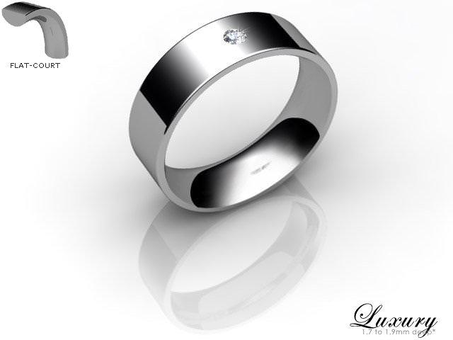Men's Single Diamond 9ct. White Gold 6mm. Flat-Court Wedding Ring