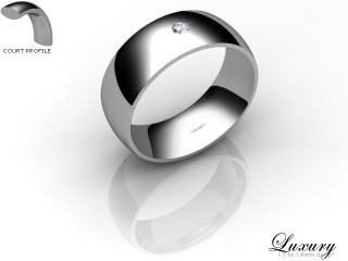 Men's Single Diamond 9ct. White Gold 7mm. Court Wedding Ring-9WG1XRD-7CHG