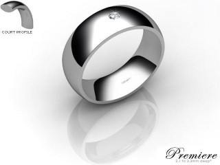 Men's Single Diamond 9ct. White Gold 7mm. Court Wedding Ring-9WG1XRD-7CXG