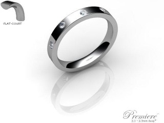 Women's Diamond Scatter 9ct. White Gold 3mm. Flat-Court Wedding Ring-9WG25D-3FCXL