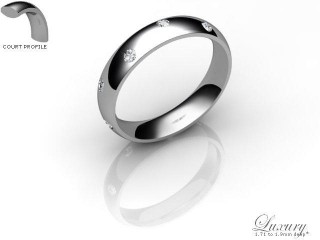 Men's Diamond Scatter 9ct. White Gold 4mm. Court Wedding Ring-9WG25D-4CHG