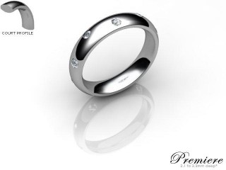 Men's Diamond Scatter 9ct. White Gold 4mm. Court Wedding Ring-9WG25D-4CXG