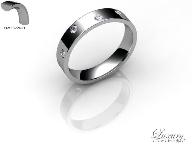 Men's Diamond Scatter 9ct. White Gold 4mm. Flat-Court Wedding Ring