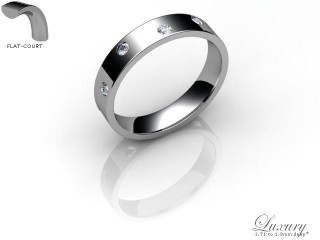 Women's Diamond Scatter 9ct. White Gold 4mm. Flat-Court Wedding Ring-9WG25D-4FCHL