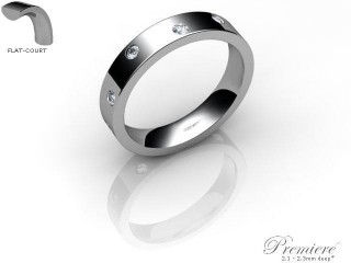 Men's Diamond Scatter 9ct. White Gold 4mm. Flat-Court Wedding Ring-9WG25D-4FCXG