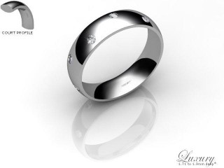 Women's Diamond Scatter 9ct. White Gold 5mm. Court Wedding Ring-9WG25D-5CHL