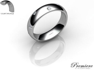 Men's Diamond Scatter 9ct. White Gold 5mm. Court Wedding Ring-9WG25D-5CXG