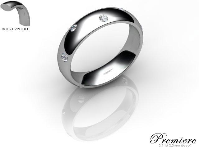 Men's Diamond Scatter 9ct. White Gold 5mm. Court Wedding Ring