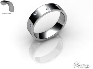 Men's Diamond Scatter 9ct. White Gold 5mm. Flat-Court Wedding Ring-9WG25D-5FCHG