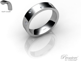 Men's Diamond Scatter 9ct. White Gold 5mm. Flat-Court Wedding Ring-9WG25D-5FCXG
