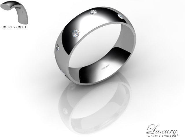 Men's Diamond Scatter 9ct. White Gold 6mm. Court Wedding Ring