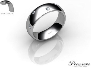 Women's Diamond Scatter 9ct. White Gold 6mm. Court Wedding Ring-9WG25D-6CXL