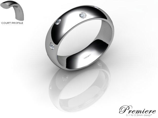 Women's Diamond Scatter 9ct. White Gold 6mm. Court Wedding Ring