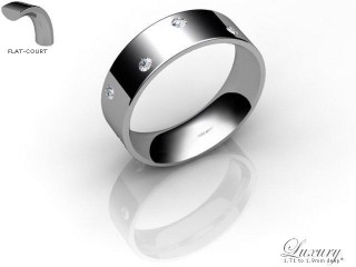 Men's Diamond Scatter 9ct. White Gold 6mm. Flat-Court Wedding Ring-9WG25D-6FCHG