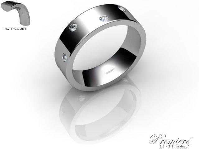 Women's Diamond Scatter 9ct. White Gold 6mm. Flat-Court Wedding Ring
