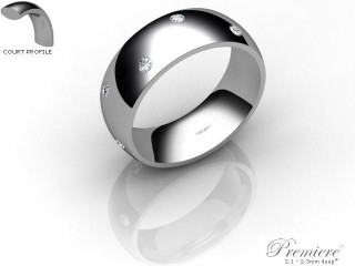 Men's Diamond Scatter 9ct. White Gold 7mm. Court Wedding Ring-9WG25D-7CXG