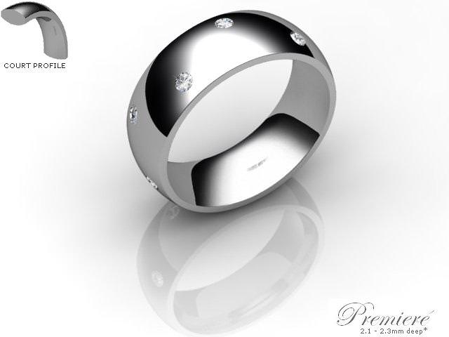 Men's Diamond Scatter 9ct. White Gold 7mm. Court Wedding Ring
