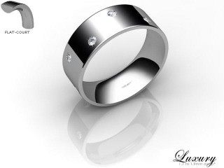 Men's Diamond Scatter 9ct. White Gold 7mm. Flat-Court Wedding Ring-9WG25D-7FCHG