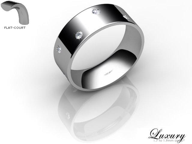Men's Diamond Scatter 9ct. White Gold 7mm. Flat-Court Wedding Ring