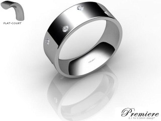Men's Diamond Scatter 9ct. White Gold 7mm. Flat-Court Wedding Ring-9WG25D-7FCXG