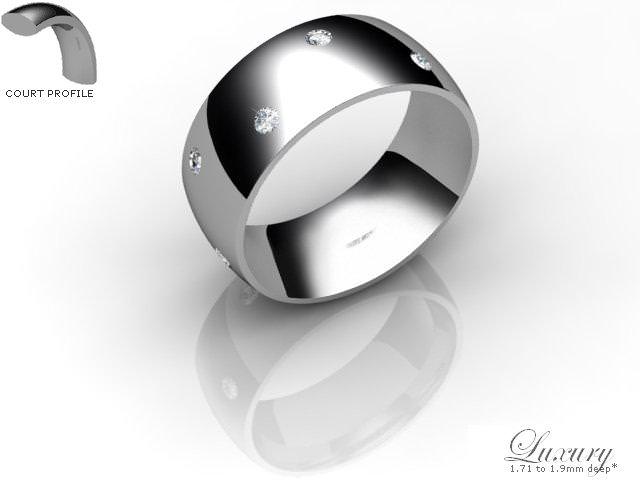 Men's Diamond Scatter 9ct. White Gold 8mm. Court Wedding Ring