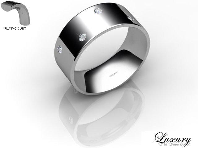 Men's Diamond Scatter 9ct. White Gold 8mm. Flat-Court Wedding Ring